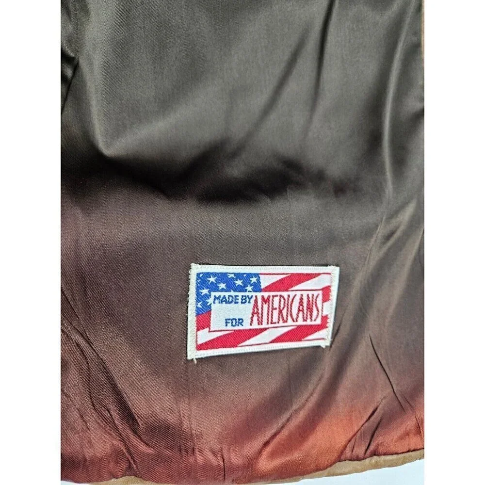 Vintage De Long Glazed Lamb Jacket Mens 40 Brown Lambskin Blazer